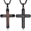 Cross Necklace for Men Ebony & 316L Stainless Steel - Adjustable