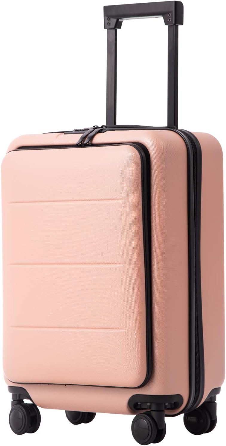 Coolife Luggage Suitcase Carry On with Front Pocket - 20in