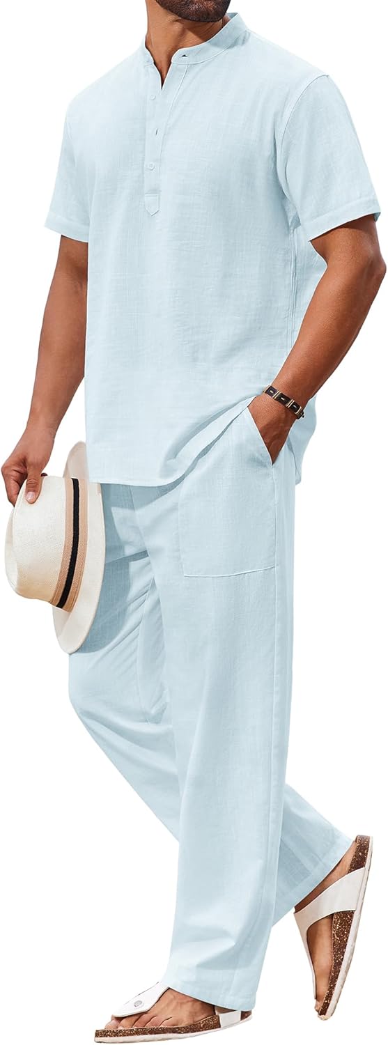 COOFANDY Men's 2 Piece Cotton Sets for Stylish Summer Outfits