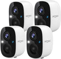 Dzees 2K AI Security Cameras 4 Pack: Color Night Vision & Siren Alarm