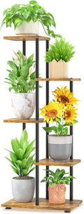 LASZOLA Black 4 Tiered Wood Plant Stand for Indoor Plants