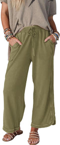 Women's Wide Leg Cotton Sweatpants High Waisted - Lightweight Lounge
