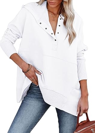 Oversized Sweatshirts for Women - Cozy Henley Hoodies