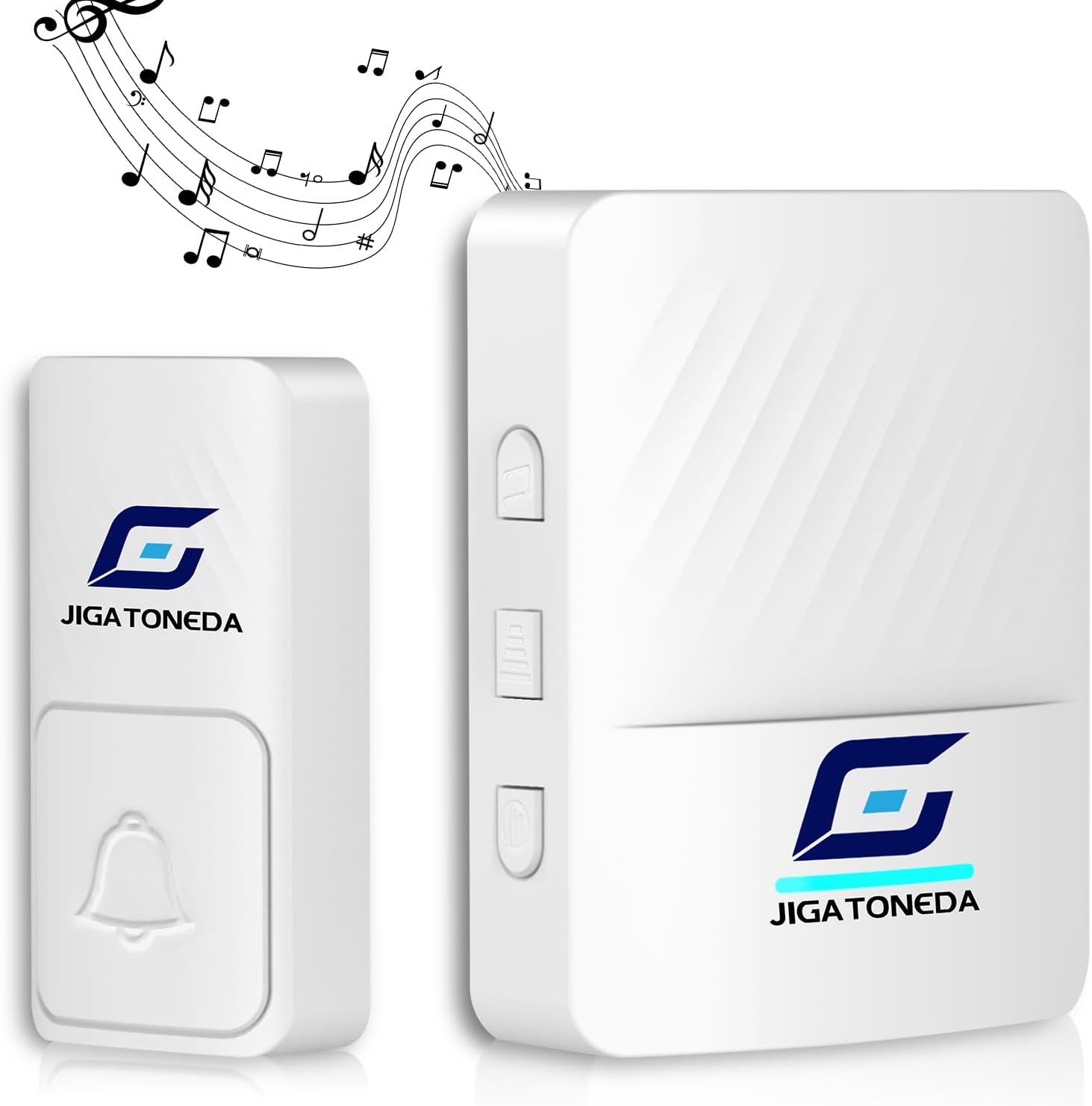JIGATONEDA Self-Powered Wireless Doorbell - No Batteries, 1000ft Range