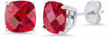 925 Sterling Silver Cushion Cut Ruby Stud Earrings - Timeless Everyday