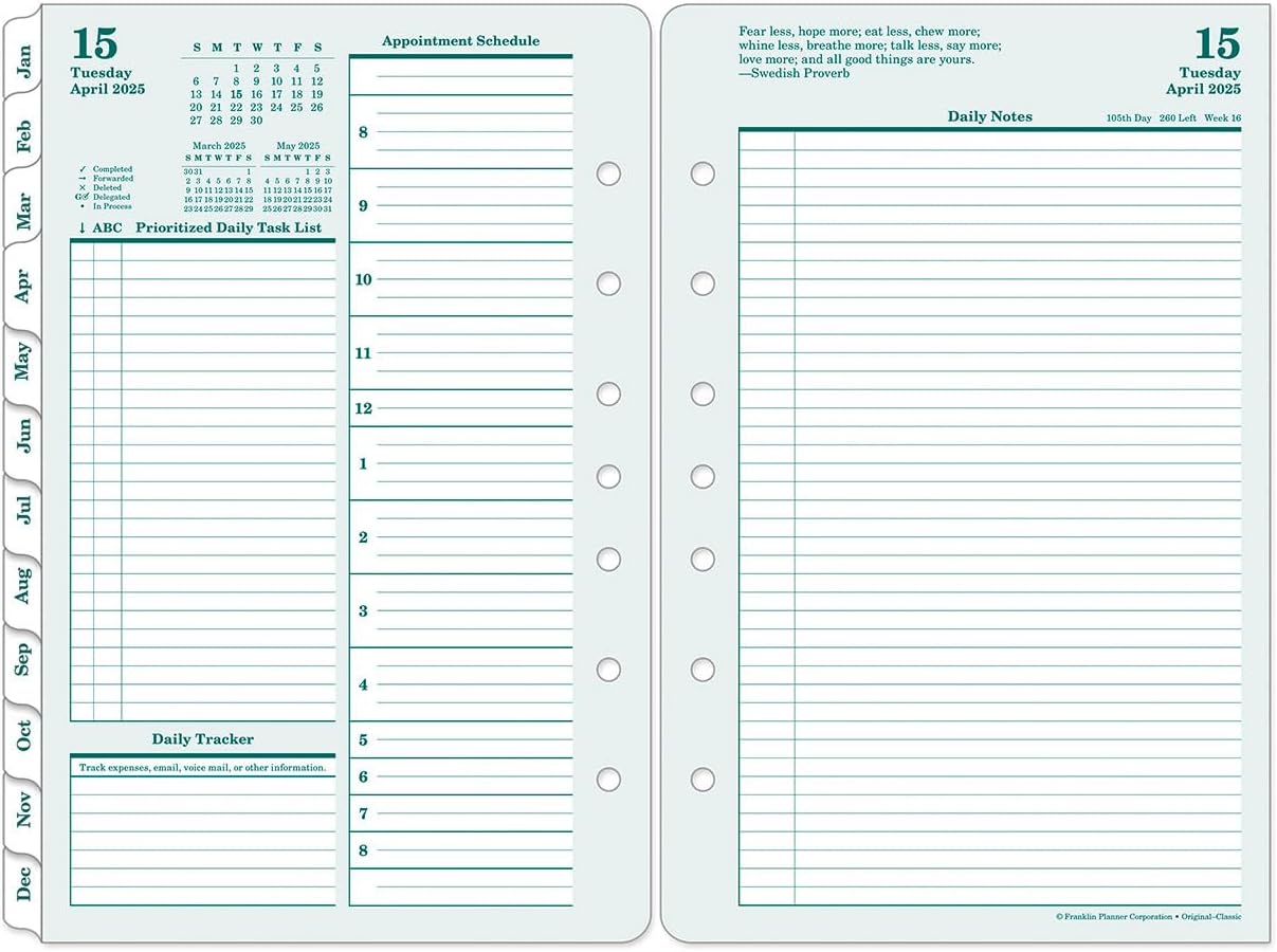 FranklinCovey Original Two Page Per Day Planner for 2025-2026
