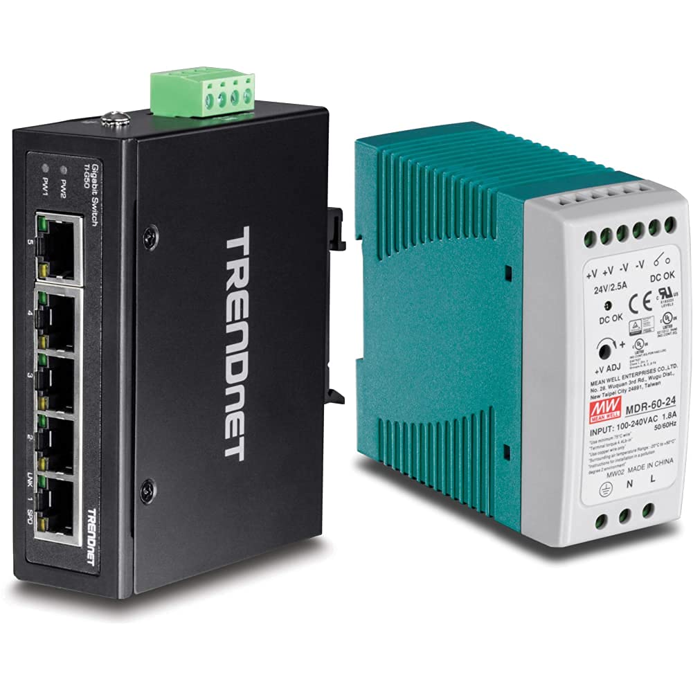 TRENDnet 5-Port Hardened Industrial Gigabit DIN-Rail Switch