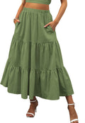 ANRABESS Boho Flowy Tiered A-Line Maxi Skirt - Summer Beachwear