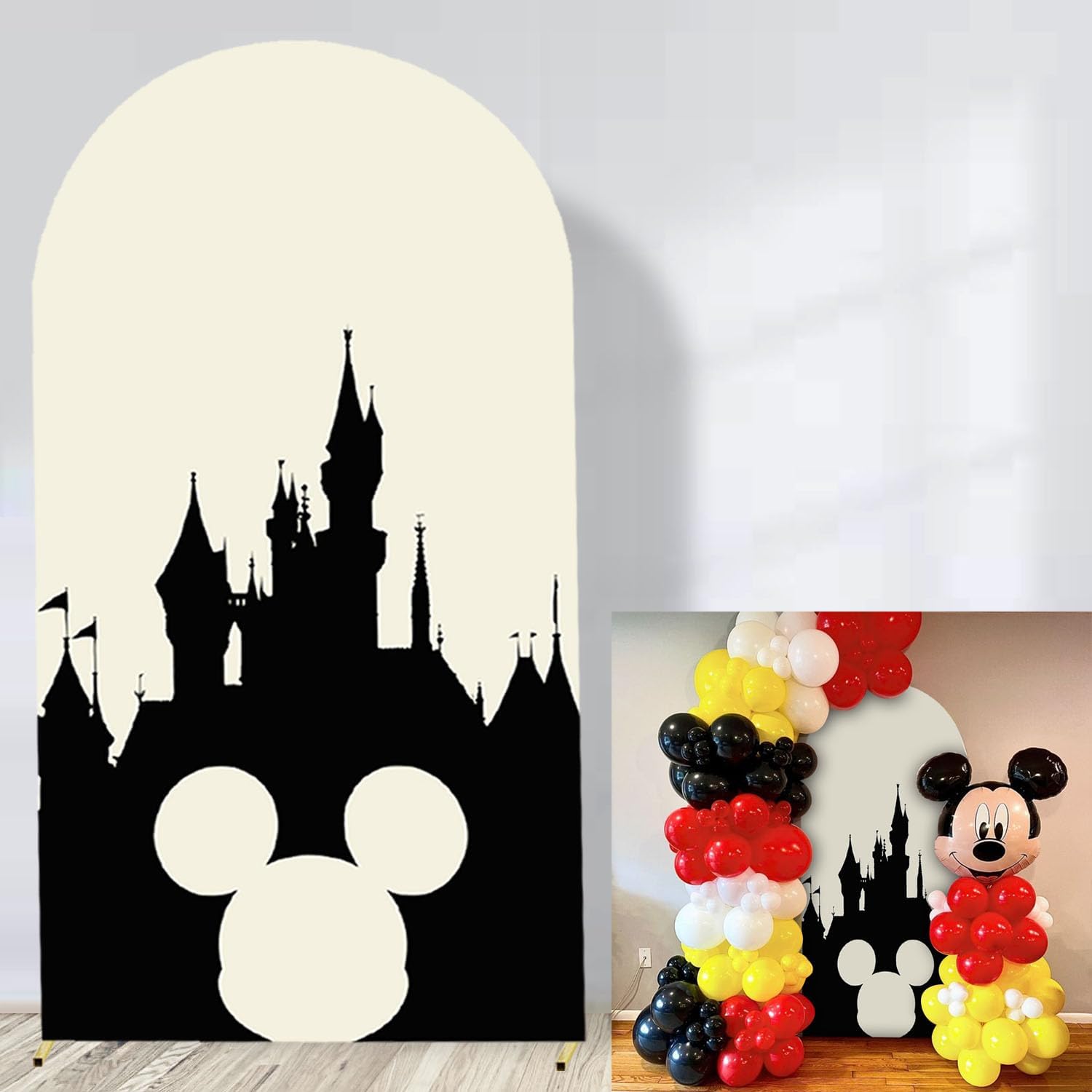 Mouse Theme Backdrop for Kids Birthday Party Supplies 6FT