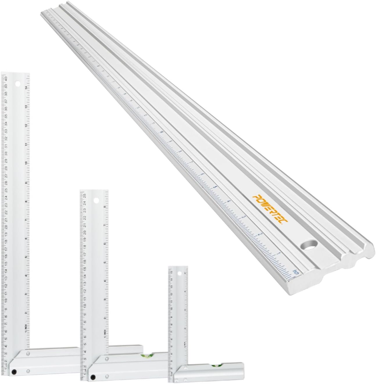 POWERTEC 38 Inch Machinist Straight Edges and L Squares Set
