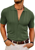 Mens Polo Shirts Vintage Striped Button Down Polo - Soft Knit