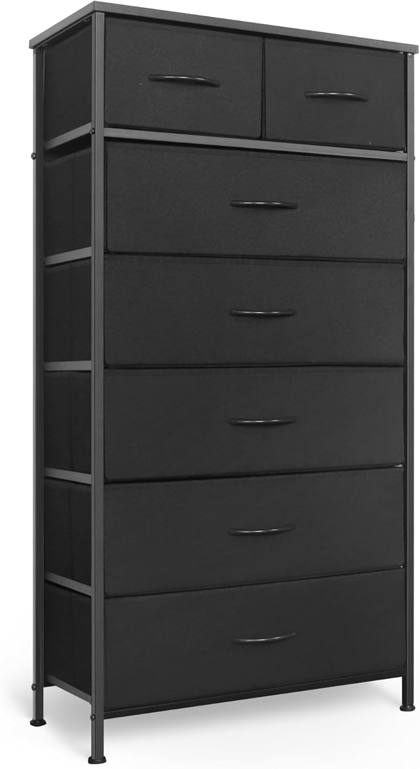 Tall Dresser for Bedroom with 7 Drawers and Wood Top