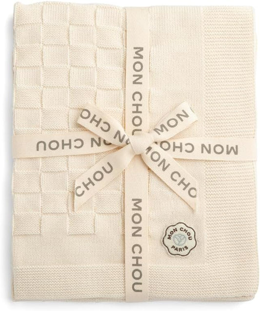 MON CHOU Organic Pima Cotton Baby Blanket - Soft Cozy Essential!