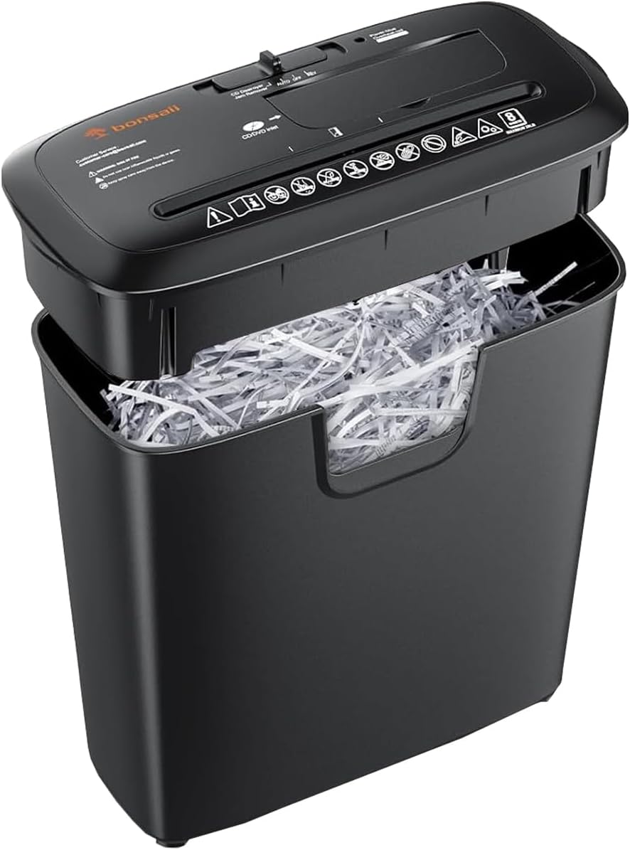 Bonsaii 8-Sheet Strip-Cut Shredder for Home Office Use