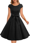Vintage 1950s Retro Rockabilly Prom Dress Cap-Sleeve - Classic Swing