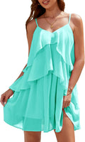 DRESSTELLS Women's Cocktail Ruffle Tiered Mini Dress - Flowing Chiffon