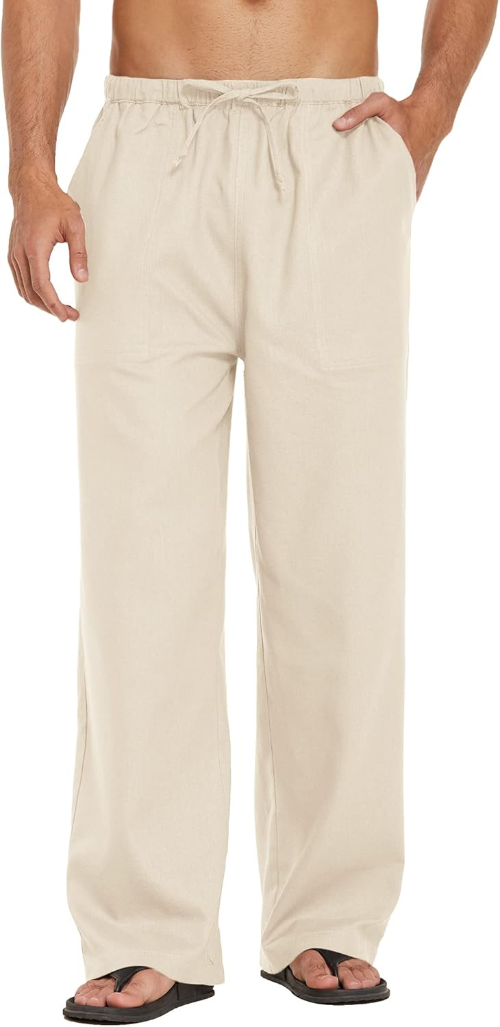 COOFANDY Mens Casual Linen Pants for Summer Beach Yoga Wear