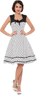 Polka Dot Retro Vintage Style Cocktail Party Swing Dress - Flowy