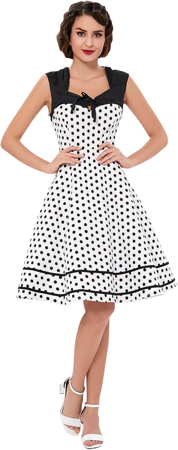 KILLREAL Women's Polka Dot Retro Vintage Style Cocktail Dress