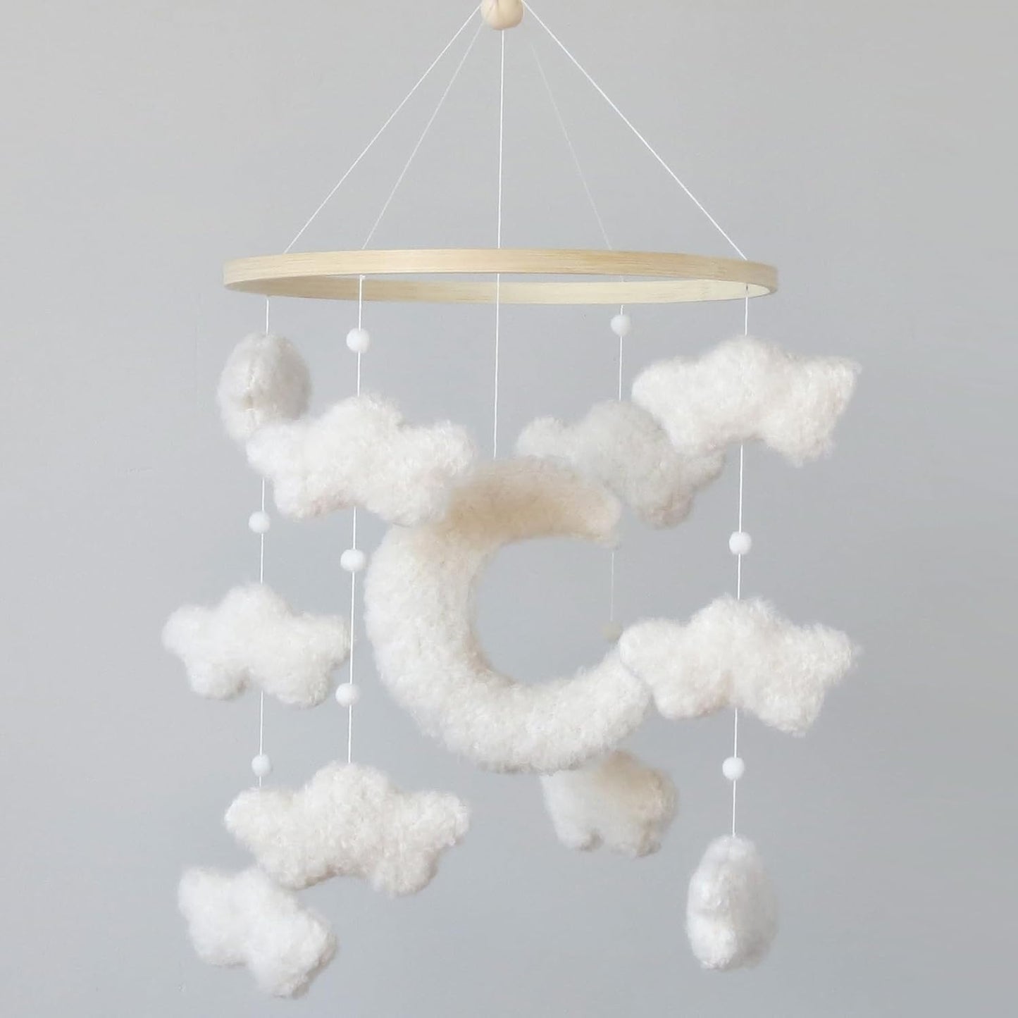 Boucle Cloud Moon Crib Mobile for Boho Nursery Decor