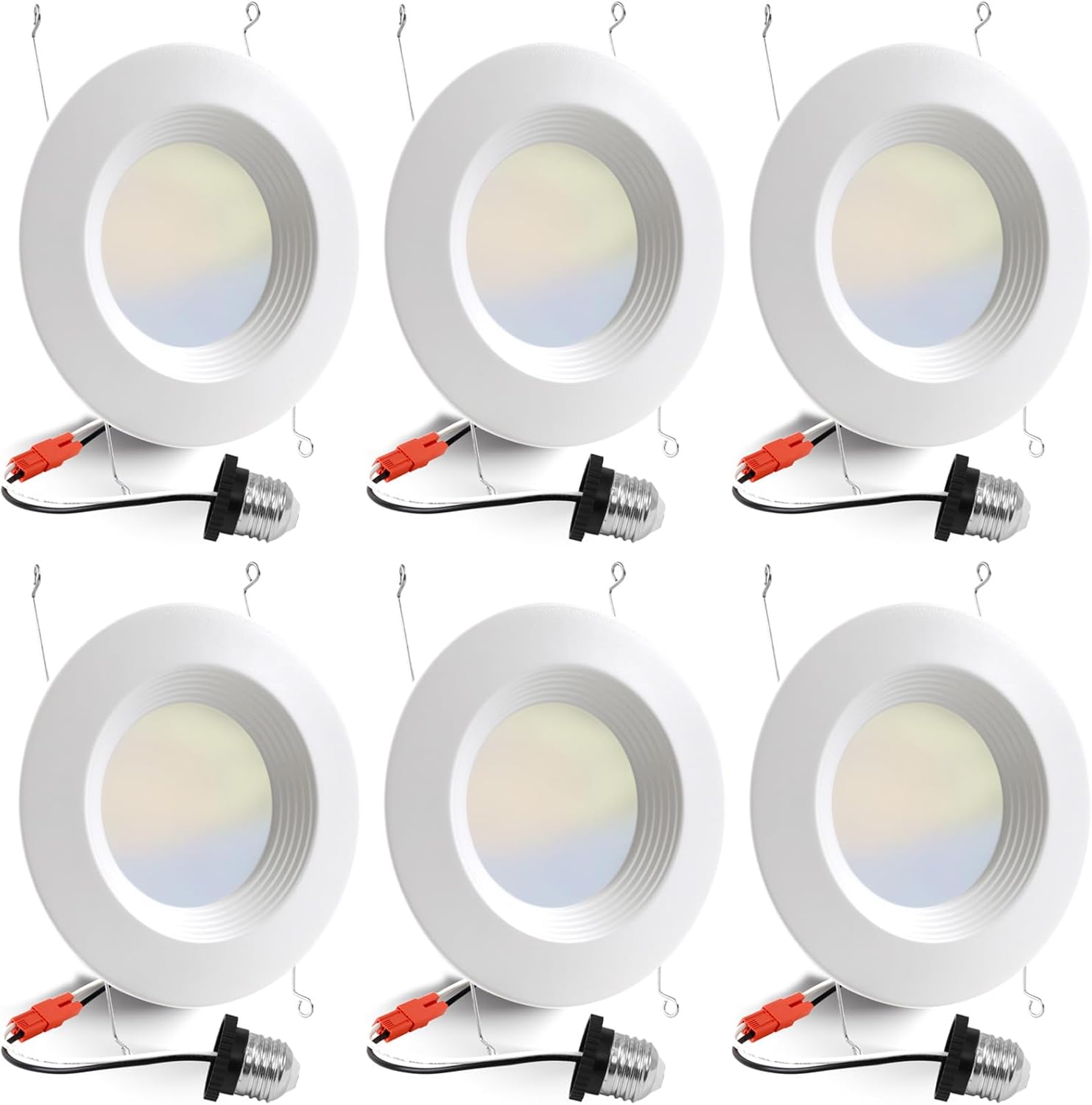 6 Pack 5/6 Inch LED Recessed Light Retrofit with Selectable Colors