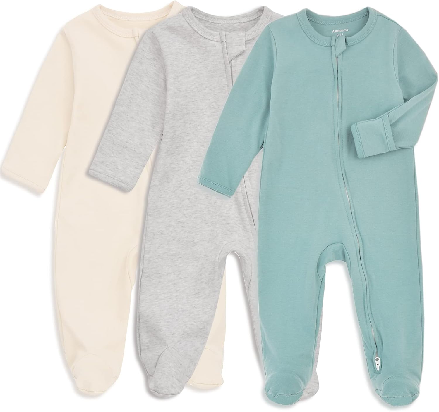 Aablexema Baby Footie Pajama with Mitten Cuffs for Comfort