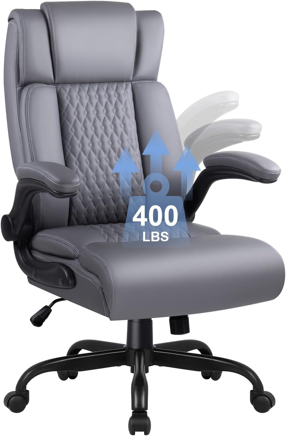 Leather Office Chair with Adjustable Armrests for Comfort