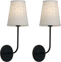Vintage Wall Sconces Linen Shade Hardwired Bathroom Vanity Lights