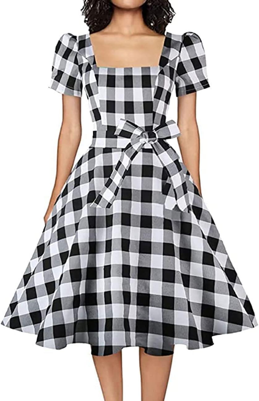 Vintage 1950s Cocktail Party Dress with Puff Sleeves for Women