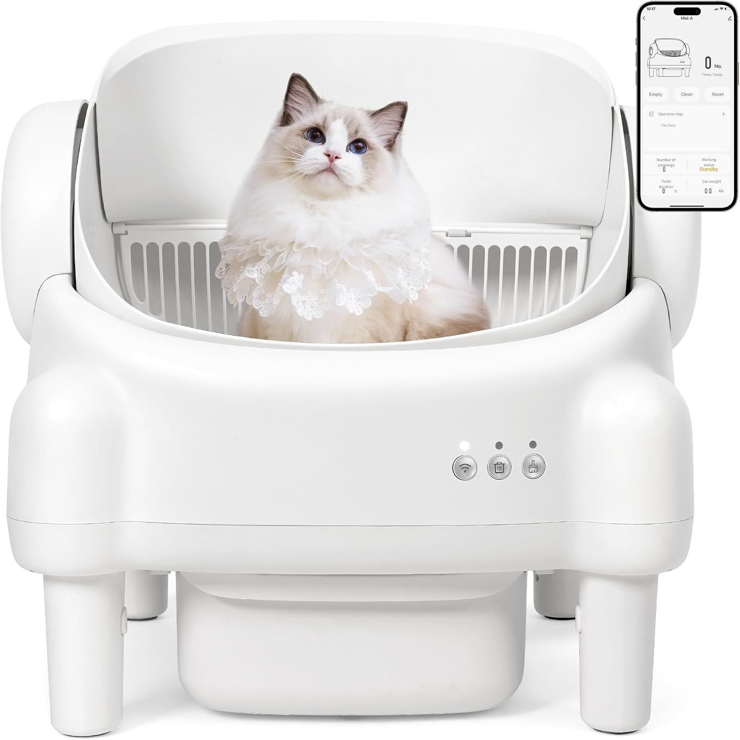 Self Cleaning Litter Box with App Control for Multiple Cats