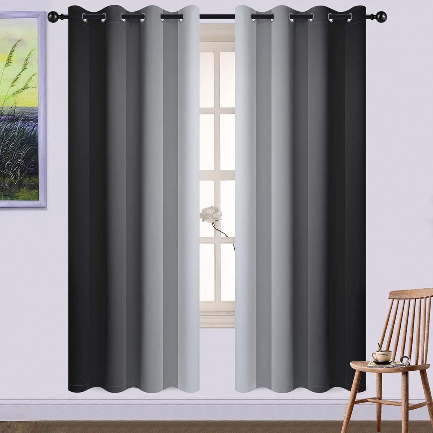 Yakamok Ombre Curtains 72 Inch Light Blocking Drapes for Bedroom