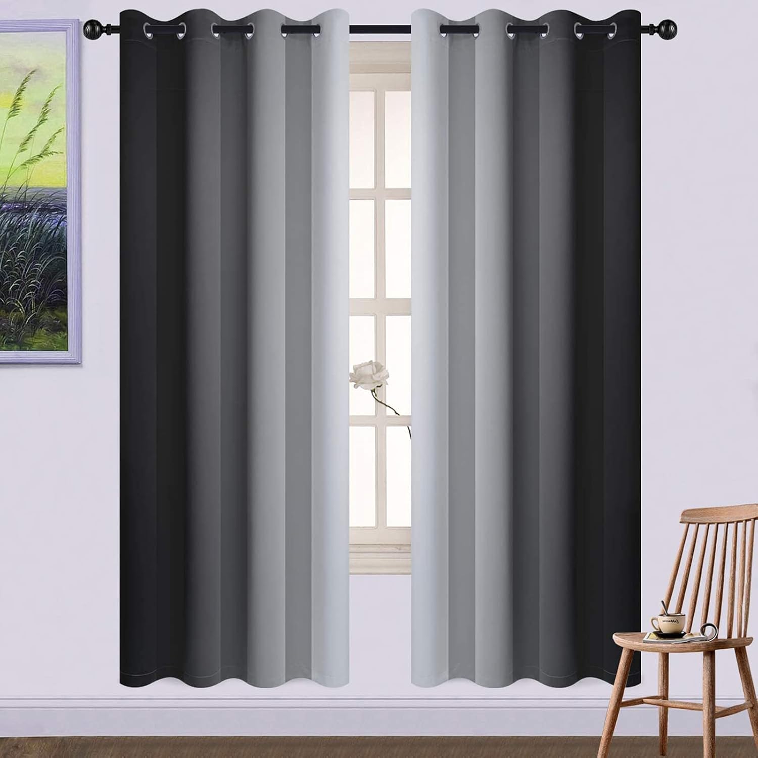 Yakamok Ombre Curtains 72 Inch Light Blocking Drapes for Bedroom