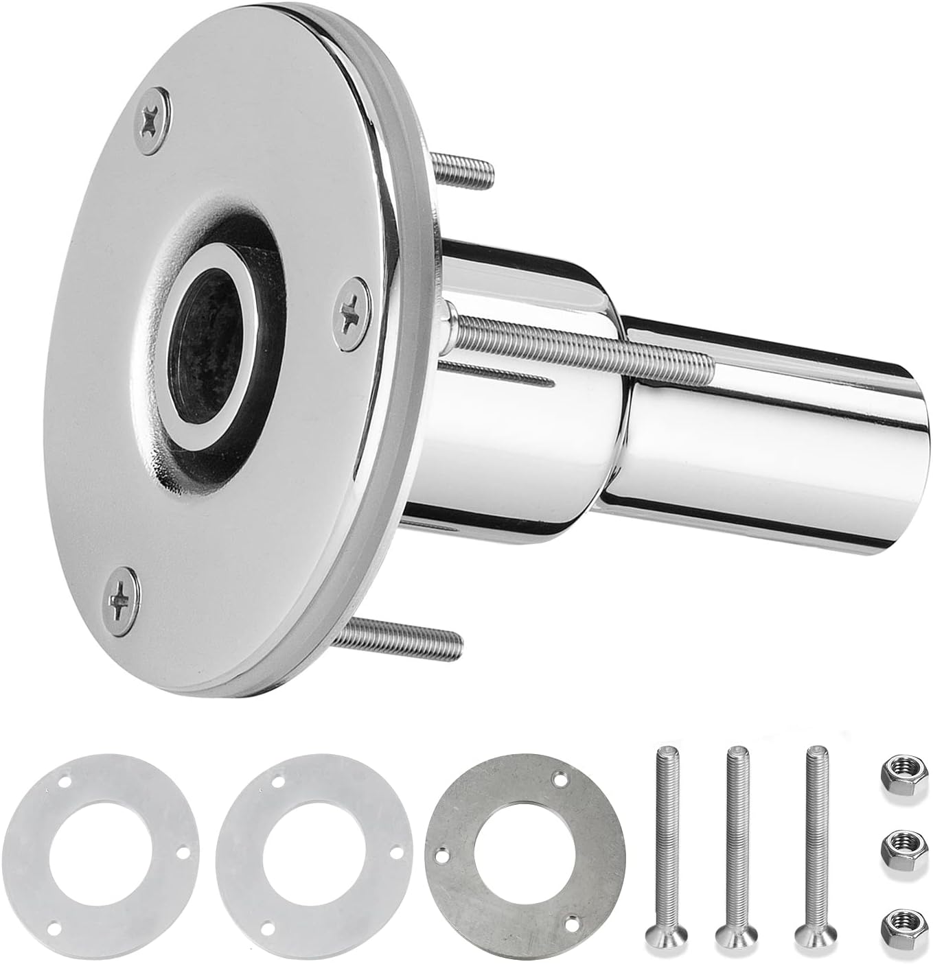 316 Stainless Steel Straight Thru Hull Exhaust Skin Fitting for 24mm Pipe Socket