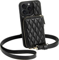 LAMEEKU Wallet Case for iPhone 15 Pro Max - Quilted Crossbody Wallet