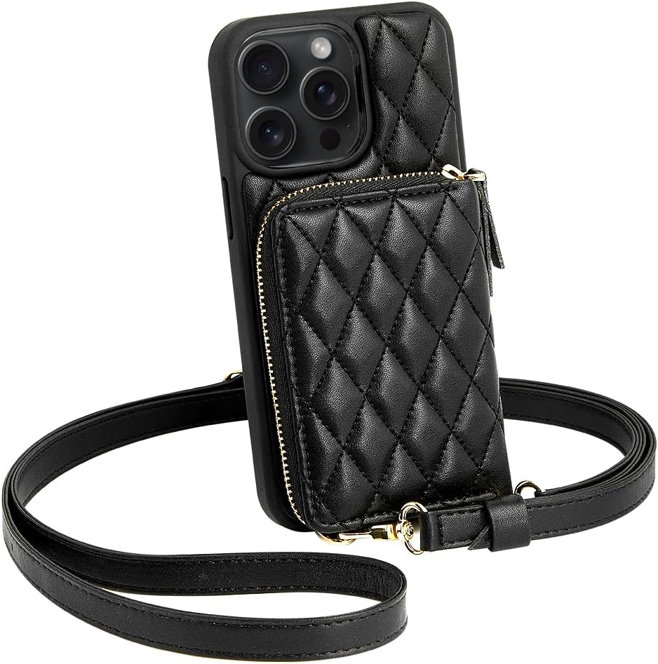 iPhone 15 Pro Wallet Case with RFID Blocking and Zipper