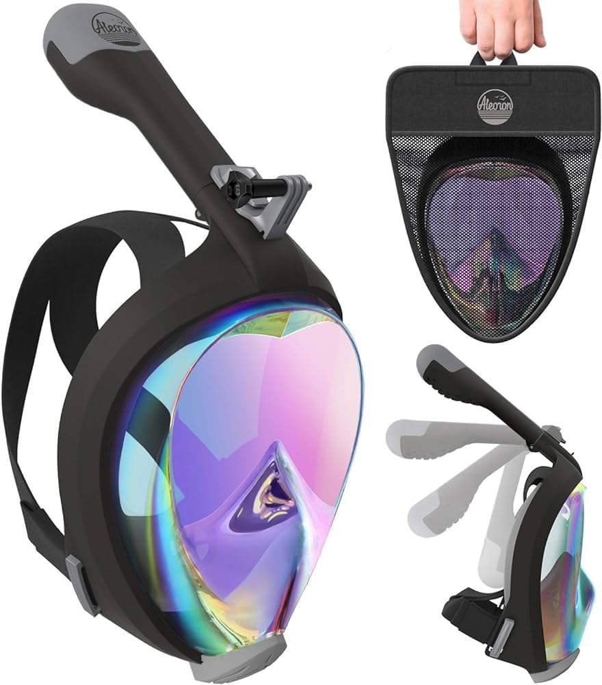 Aleoron Foldable Full Face Snorkel Mask - Anti-Fog with Camera Action