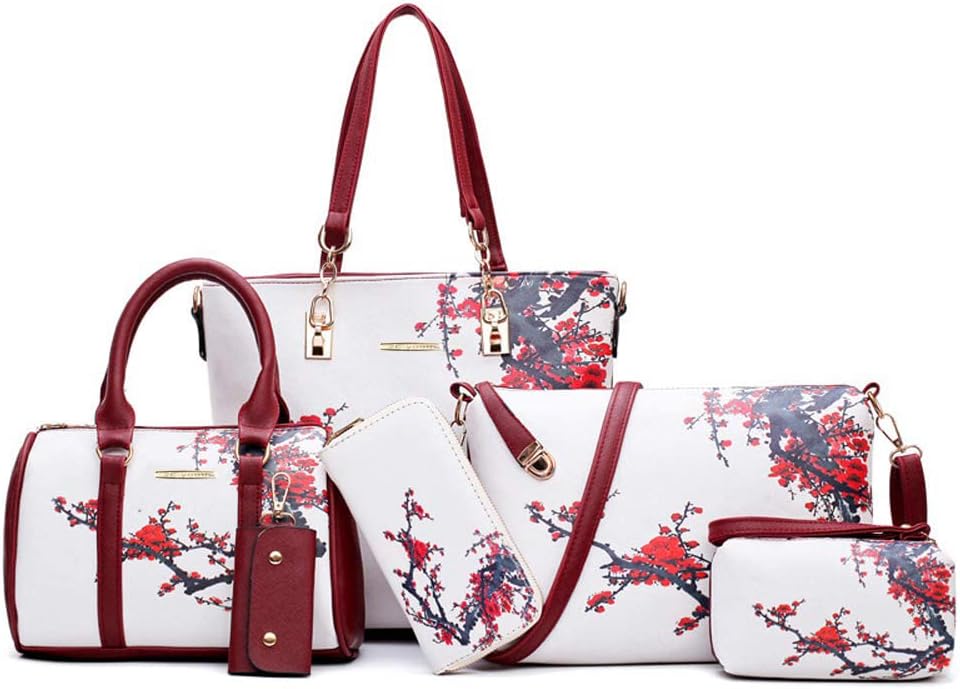 2E-youth Designer Handbags Set for Women 6pcs Tote Bag