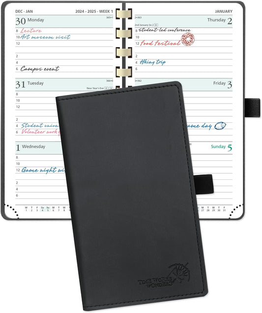POPRUN 2025 Pocket Spiral Planner - Time Management Powerhouse