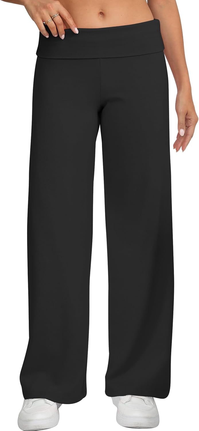HeSaYep Fold Over Wide Leg Yoga Pants