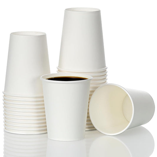 AOZITA 120-Pack 8 oz White Paper Cups - Hot/Cold Beverage Essential