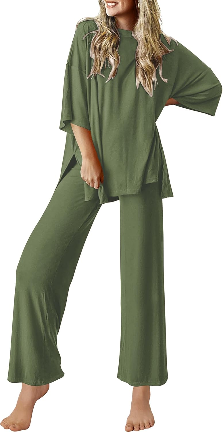 Ekouaer Lounge Sets for Women Soft Comfy Pajamas Set 2 Piece