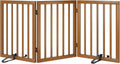 Freestanding Pet Gate Foldable Dog Gate 55 in - Stylish Walnut Divider
