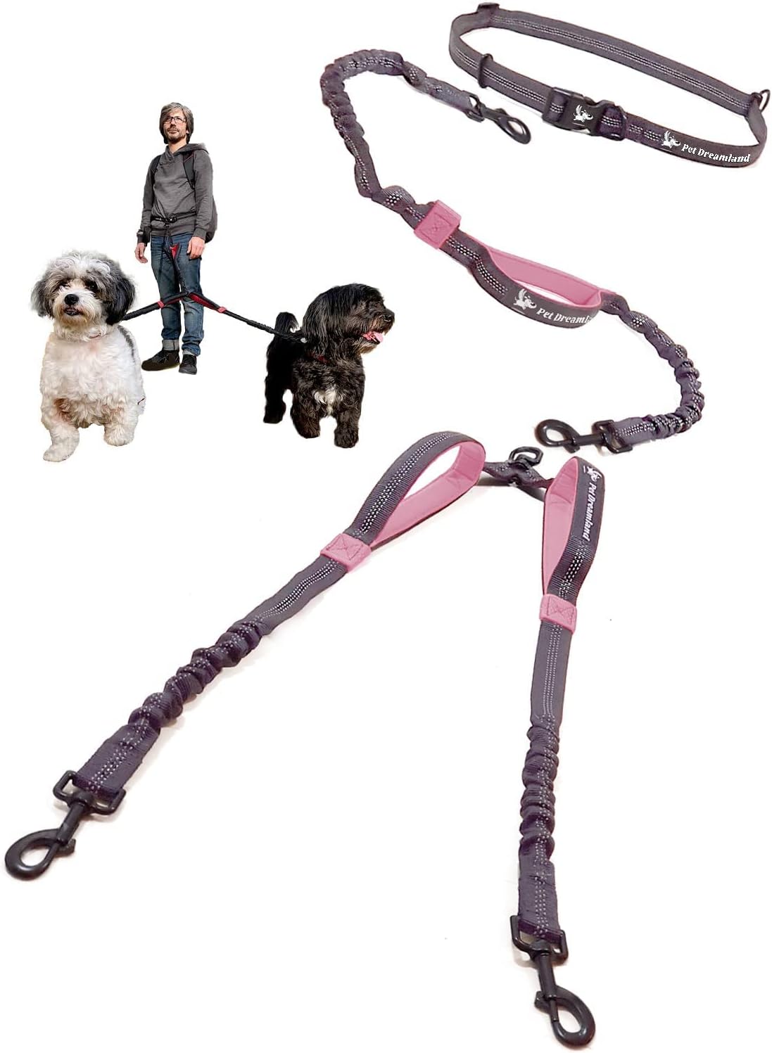 Hands-Free Dual Leash for Medium Dogs - Ideal for Active Owners