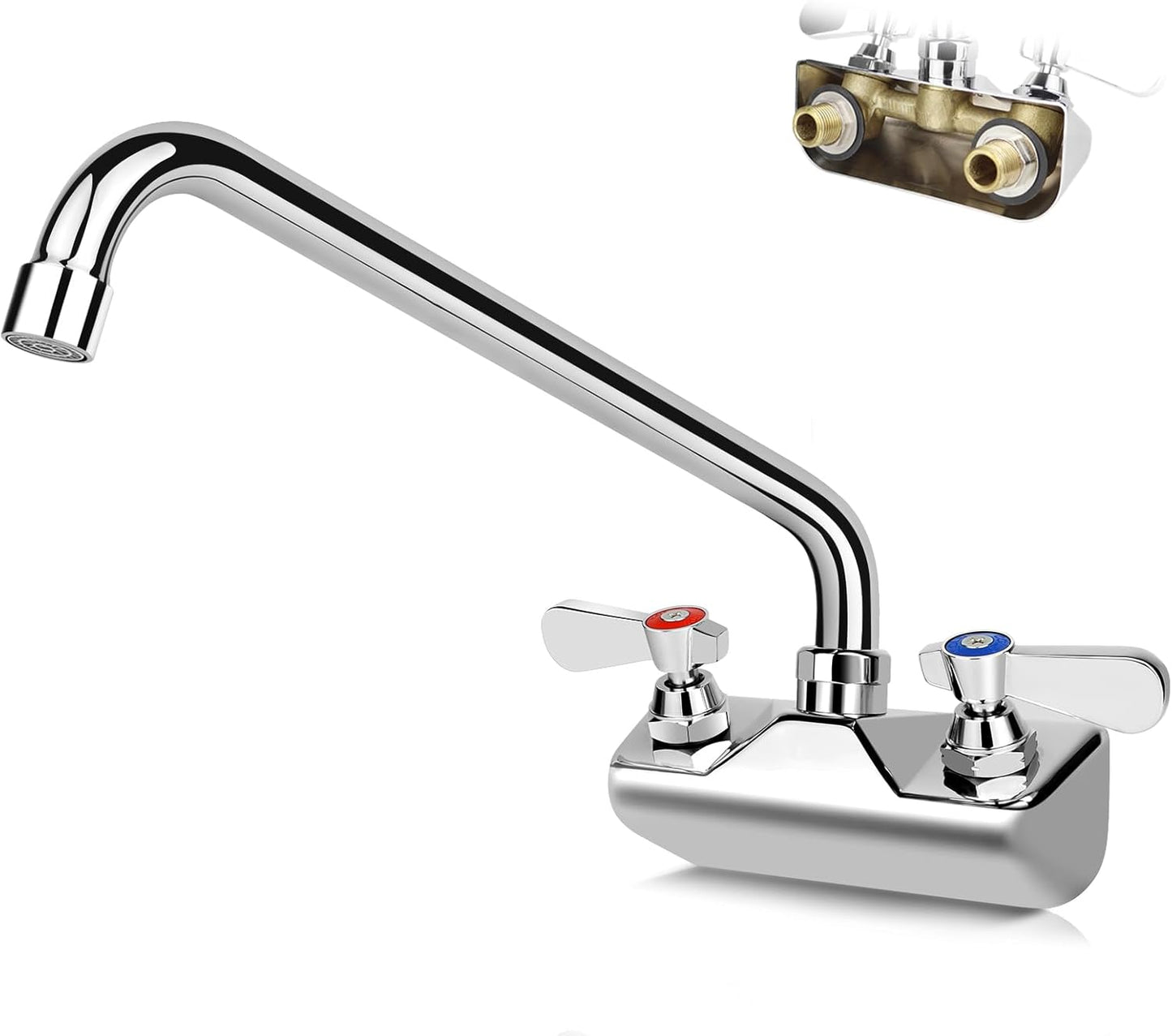 Commercial Sink Faucet with 12in Swivel Spout for Versatile Use