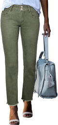 Sidefeel High Waisted Straight Leg Jeans - Tummy Control, Raw Hem