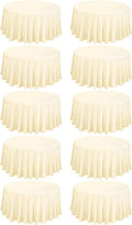 fani 10 Pack 120 in Round Tablecloth Beige - Durable Polyester Linen