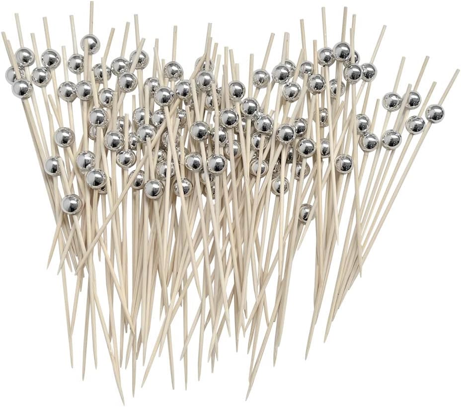 100 Silver Cocktail Toothpicks for Stylish Parties