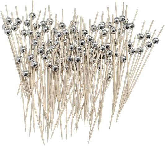 100 Silver Cocktail Toothpicks for Stylish Parties