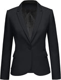 Women's Long Sleeve Notch Lapel Blazer - Lightweight Office Staple