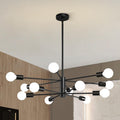 KAISITE Modern Sputnik Chandelier - 12-Light Black Farmhouse Fixture
